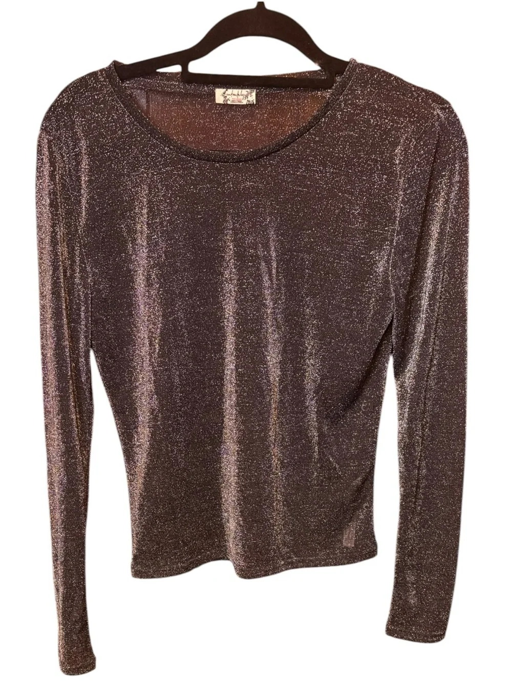 Free People Intimately Mesh So Well Metallic Shimmer Top Plum Large